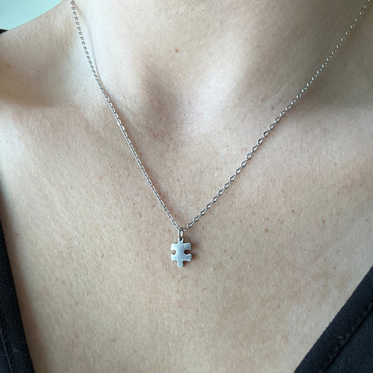 Dainty Puzzle Piece Necklace in Silver