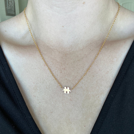 Dainty Puzzle Piece Necklace in Gold